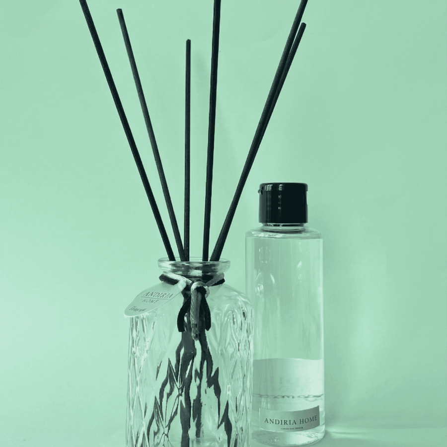 Difusor Mikado Artesanal con Recarga Transparente – 150 ml