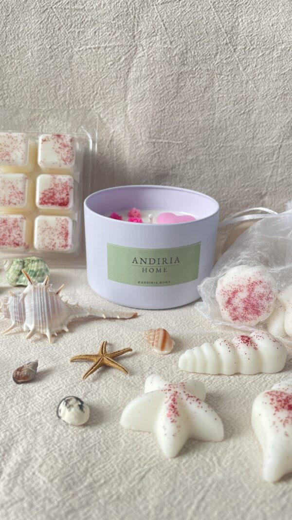 Pack Alma Floral de Andiria Home con vela aromática y wax melts artesanales