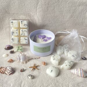 Pack Completo Vela Lata/Wax Melt cubo/Wax Melt figuras de Mar - Lavanda